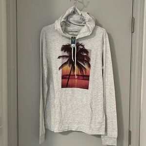 Men long sleeve graphic hoodie, size small and color grey. New with tags.